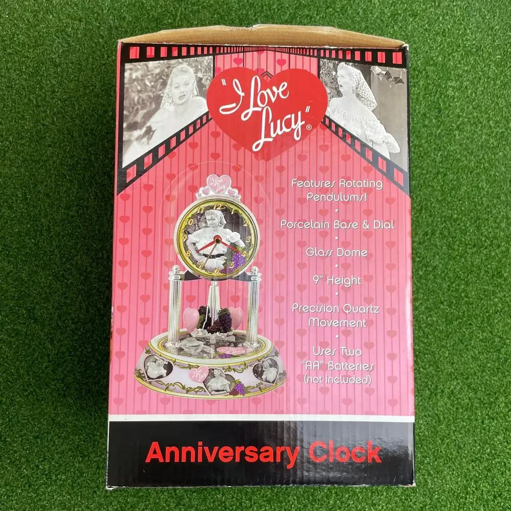 I Love Lucy Anniversary Clock Porcelain Base & Dial Glass Dome